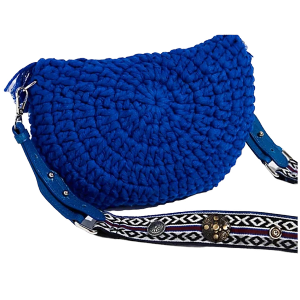 NEW Free People Macrame Moon Blue Boho Crossbody Bag - Picture 8 of 10